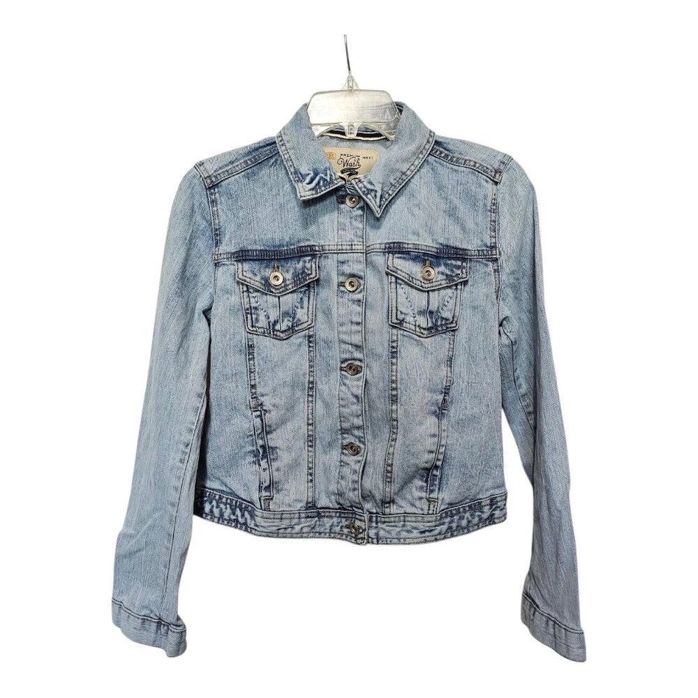 Zara Womens Trf Premium Wash Denim Blue Jean Jacket Size Large